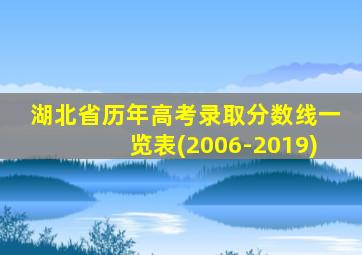 湖北省历年高考录取分数线一览表(2006-2019)