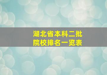 湖北省本科二批院校排名一览表