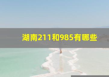 湖南211和985有哪些