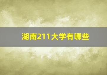 湖南211大学有哪些