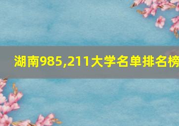 湖南985,211大学名单排名榜