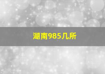 湖南985几所