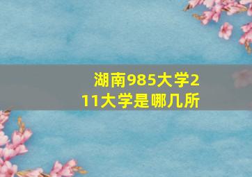 湖南985大学211大学是哪几所