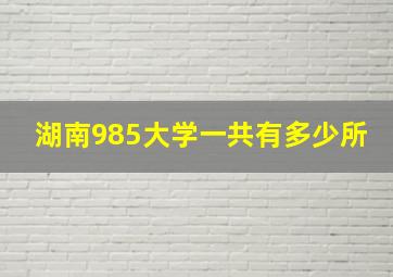 湖南985大学一共有多少所