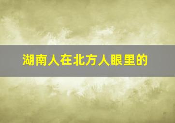 湖南人在北方人眼里的