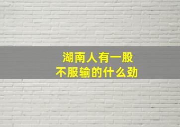 湖南人有一股不服输的什么劲