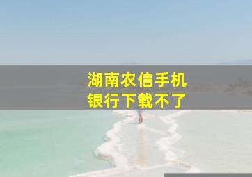 湖南农信手机银行下载不了