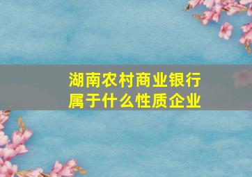 湖南农村商业银行属于什么性质企业