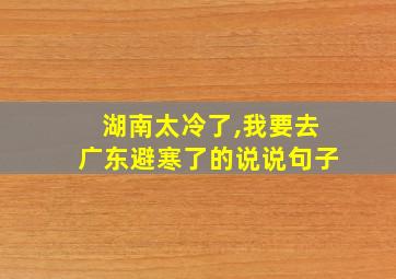 湖南太冷了,我要去广东避寒了的说说句子