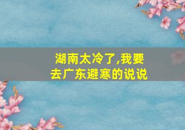 湖南太冷了,我要去广东避寒的说说