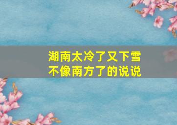 湖南太冷了又下雪不像南方了的说说