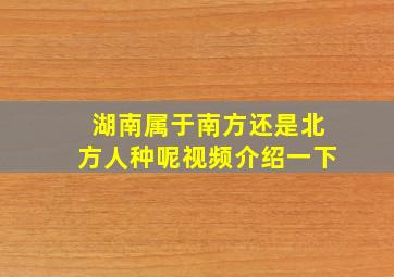 湖南属于南方还是北方人种呢视频介绍一下