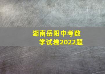 湖南岳阳中考数学试卷2022题