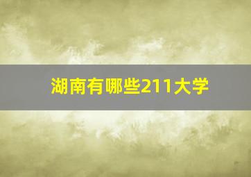 湖南有哪些211大学