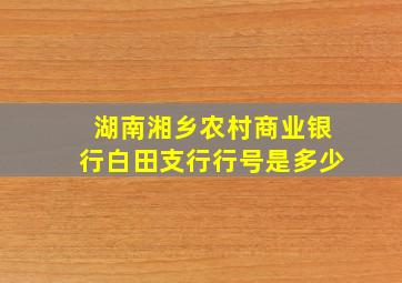 湖南湘乡农村商业银行白田支行行号是多少