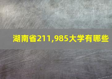 湖南省211,985大学有哪些