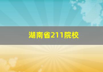 湖南省211院校