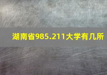 湖南省985.211大学有几所