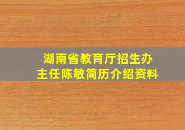 湖南省教育厅招生办主任陈敏简历介绍资料