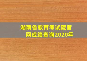 湖南省教育考试院官网成绩查询2020年