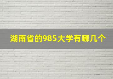 湖南省的985大学有哪几个