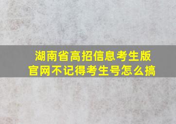 湖南省高招信息考生版官网不记得考生号怎么搞