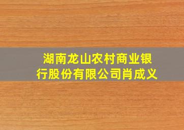 湖南龙山农村商业银行股份有限公司肖成义