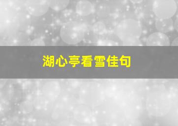 湖心亭看雪佳句