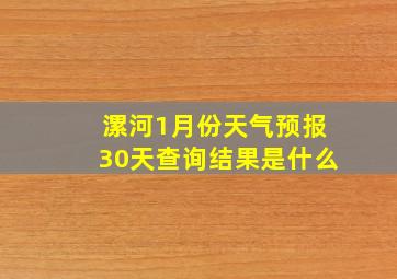 漯河1月份天气预报30天查询结果是什么