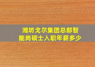 潍坊戈尔集团总部智能岗硕士入职年薪多少