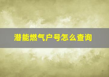 潜能燃气户号怎么查询