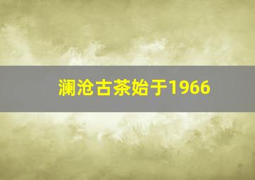 澜沧古茶始于1966