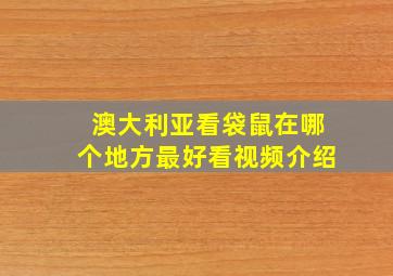 澳大利亚看袋鼠在哪个地方最好看视频介绍