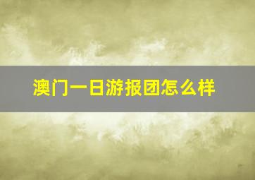 澳门一日游报团怎么样