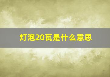 灯泡20瓦是什么意思