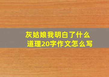 灰姑娘我明白了什么道理20字作文怎么写