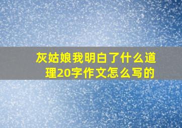 灰姑娘我明白了什么道理20字作文怎么写的