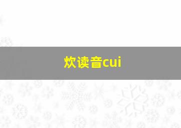 炊读音cui