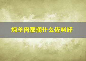 炖羊肉都搁什么佐料好