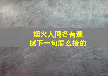 烟火人间各有遗憾下一句怎么接的