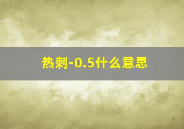 热刺-0.5什么意思