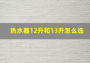 热水器12升和13升怎么选