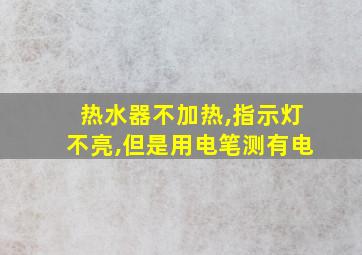 热水器不加热,指示灯不亮,但是用电笔测有电