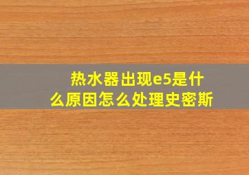 热水器出现e5是什么原因怎么处理史密斯