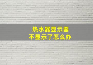 热水器显示器不显示了怎么办