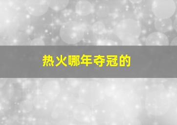 热火哪年夺冠的