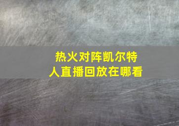 热火对阵凯尔特人直播回放在哪看