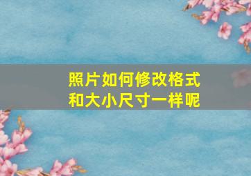 照片如何修改格式和大小尺寸一样呢