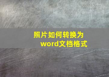 照片如何转换为word文档格式