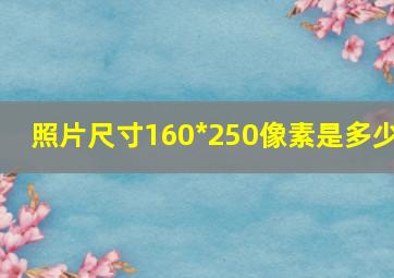 照片尺寸160*250像素是多少